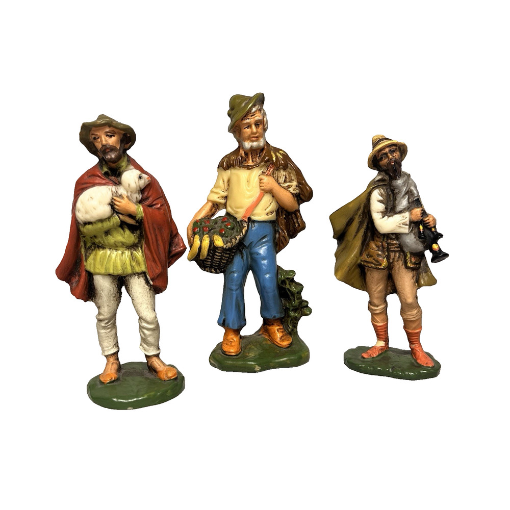 Vintage Friedel Germany Resin Figurines Shepard Musician Farmer Lot 3 Figure Toy